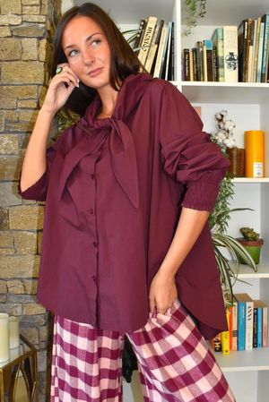 Paloma Tela Neckerchief Blouse Aubergine